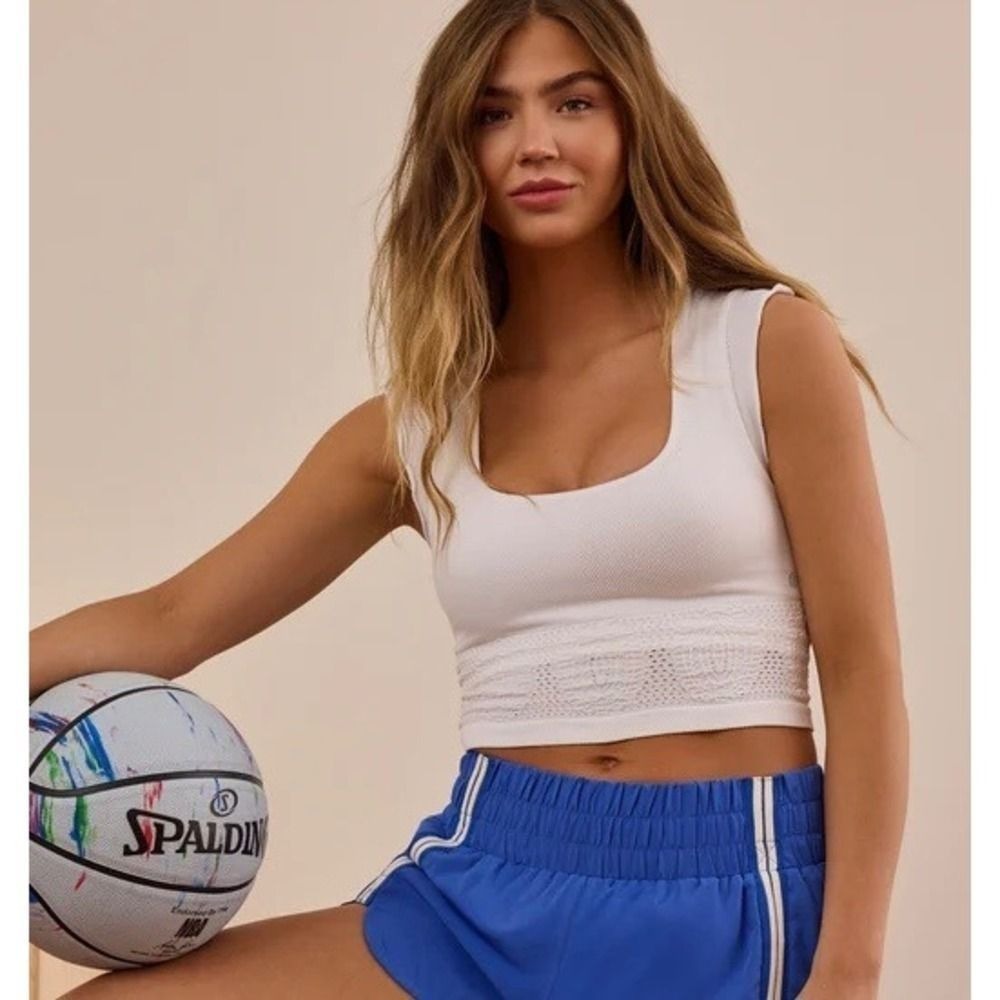 AS Revival White Ribbed‎ Seamless Pointelle Crop Top Size XS/S NWT